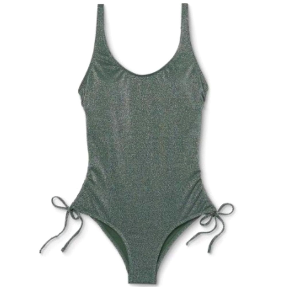 GLITTER GREEN ONE-PIECE SWIMSUIT - Picture 1 of 5